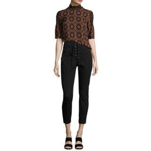 A.L.C. Kyle Lace Up Ankle Pant High Waist Slim Fit Washed Black 2 Retro Chic